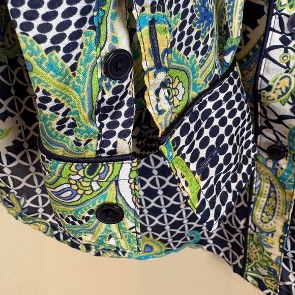 Liz Claiborne Blue/Green/Yellow Paisley Button Up Long Sleeve Blouse; Size 1X - Picture 3 of 7